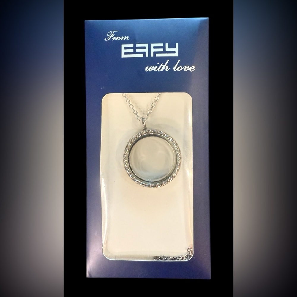 EFFY Locket Pendant Sparkly Silver Tone Charm Necklace NEW in Package!